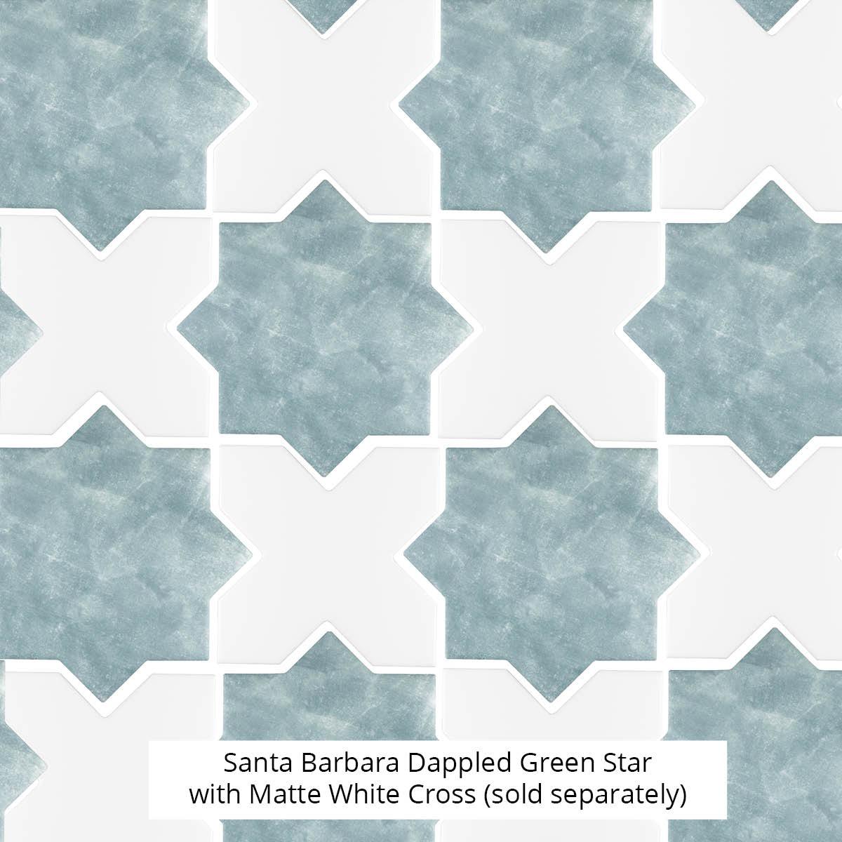 Santa Barbara Matte White Cross Ceramic Tile | Star and Cross Pattern Tile
