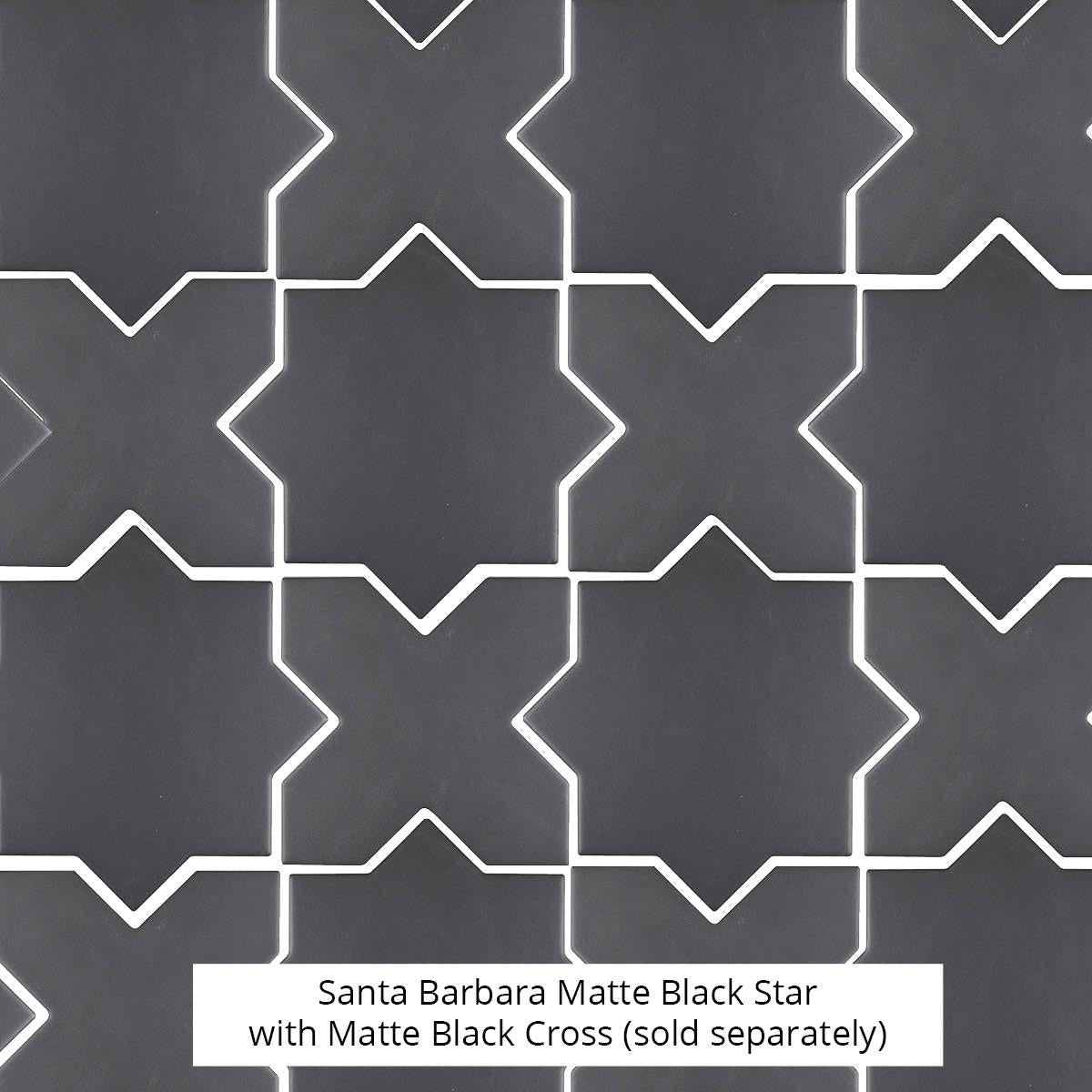 Santa Barbara Black Cross Ceramic Tile