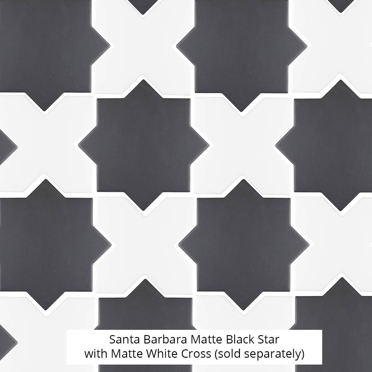 Santa Barbara Matte White Cross Ceramic Tile | Star and Cross Pattern Tile