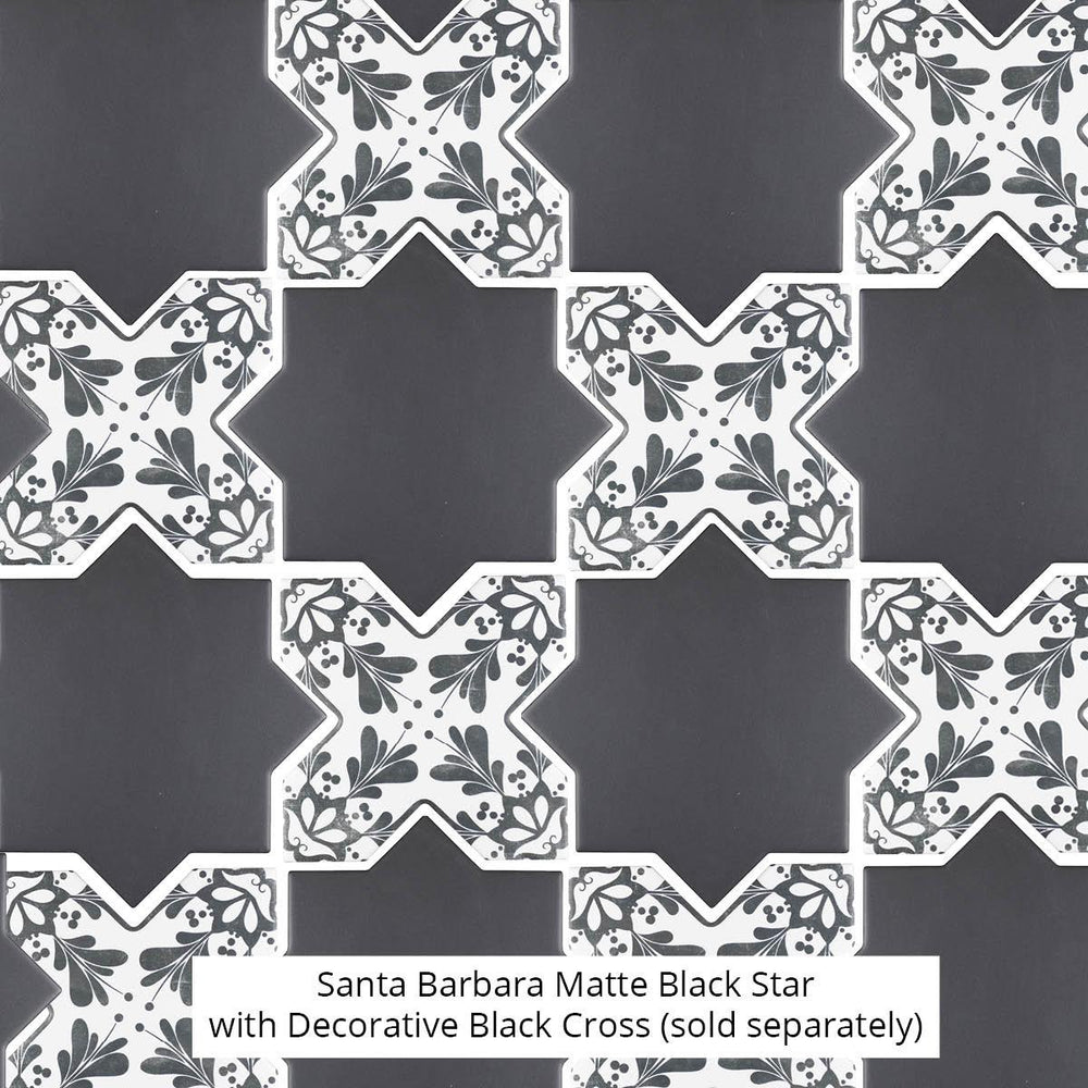 Santa Barbara Black Star Ceramic Tile | Star and Cross Pattern Tile
