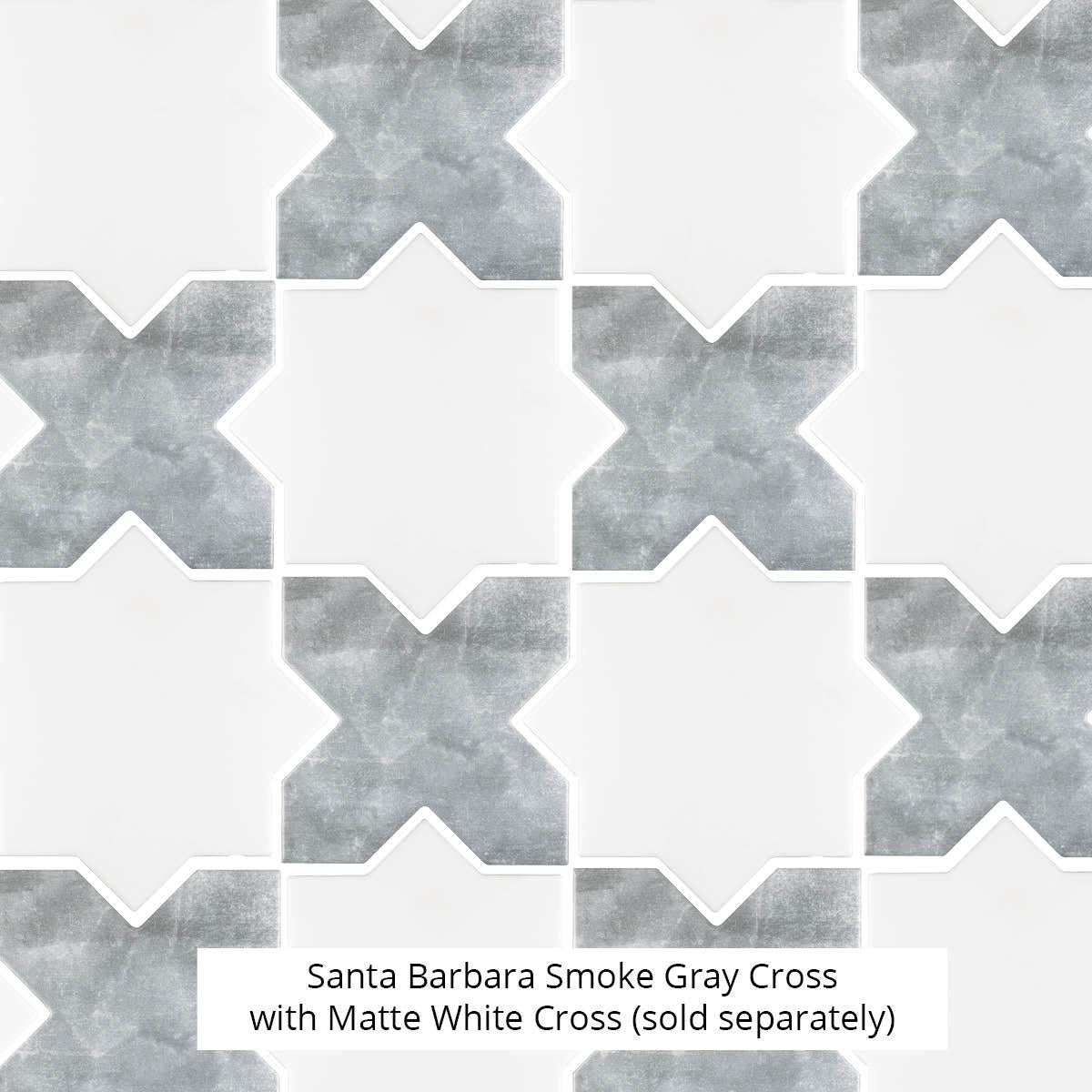 Santa Barbara Matte White Star Ceramic Tile | Star and Cross Pattern Tile