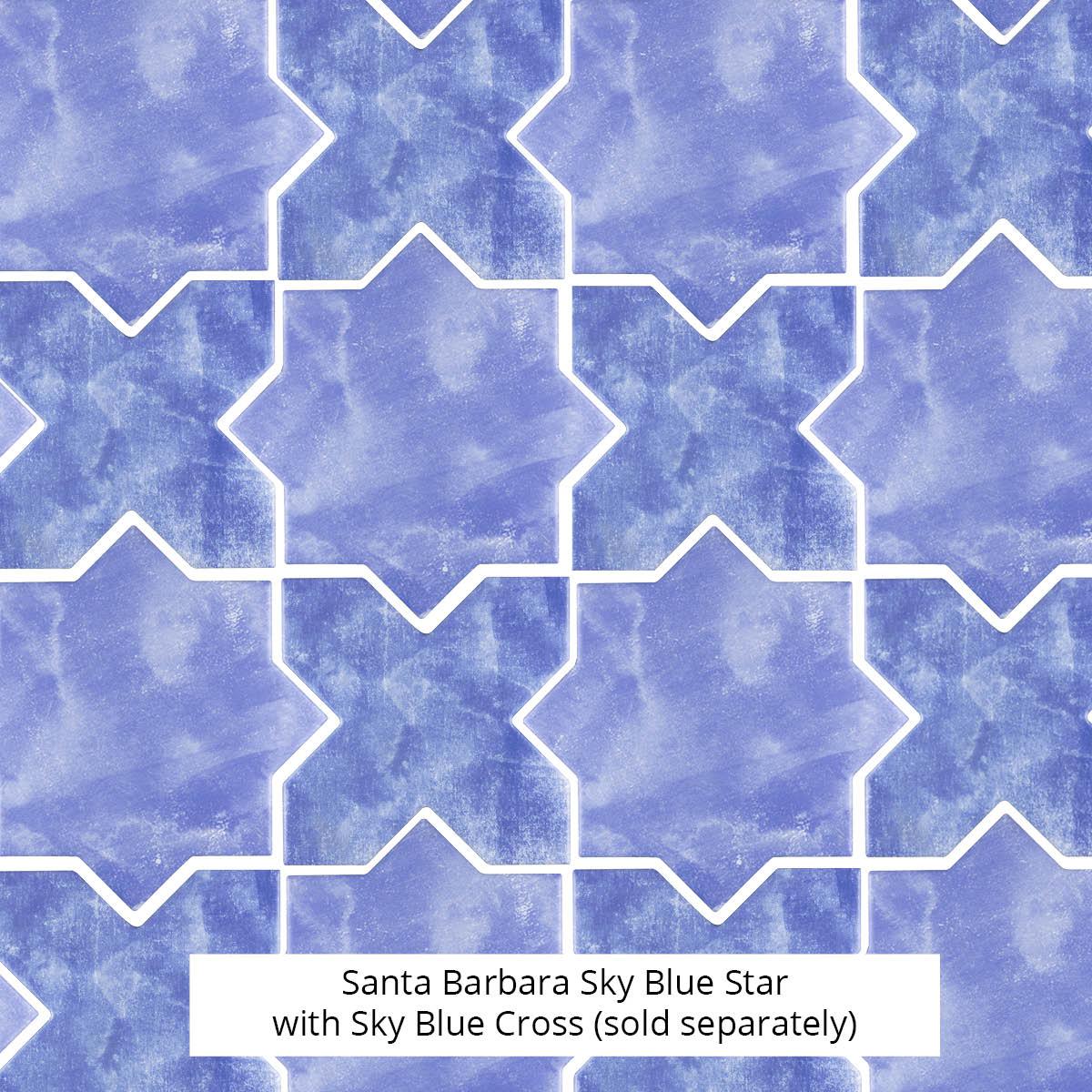 Santa Barbara Sky Blue Cross Ceramic Tile | Star and Cross Pattern Tile