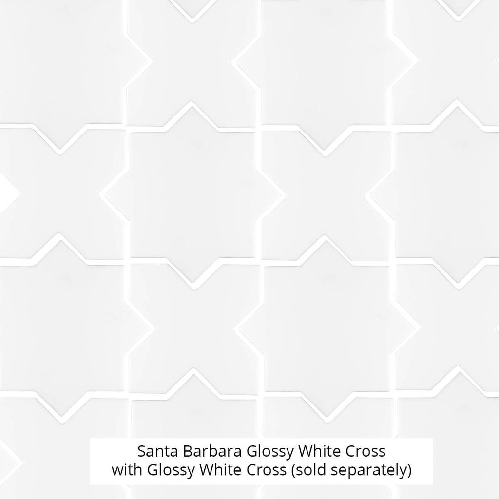 Santa Barbara Glossy White Star Ceramic Tile | Star and Cross Pattern | Tile Club