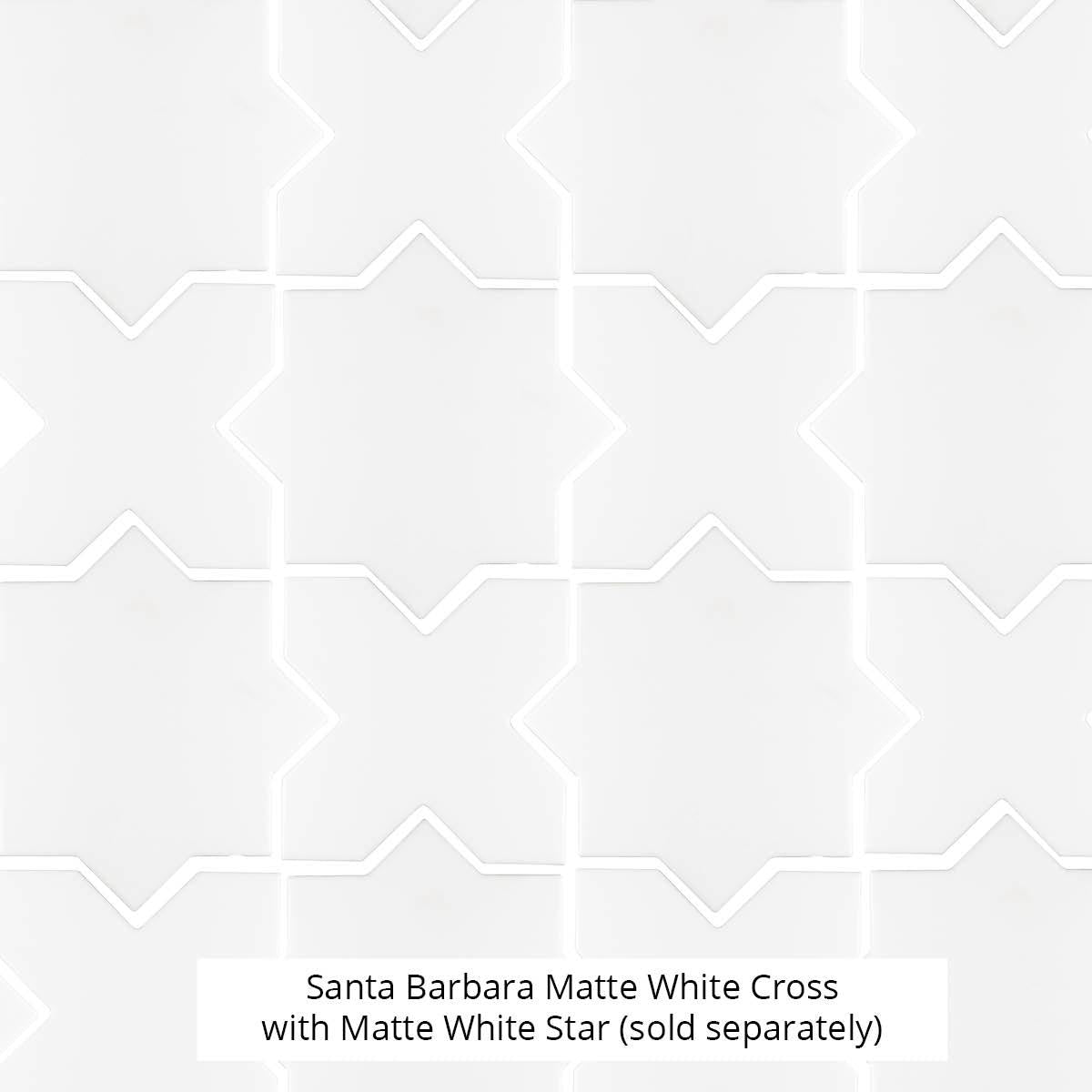 Santa Barbara Matte White Cross Ceramic Tile | Star and Cross Pattern Tile