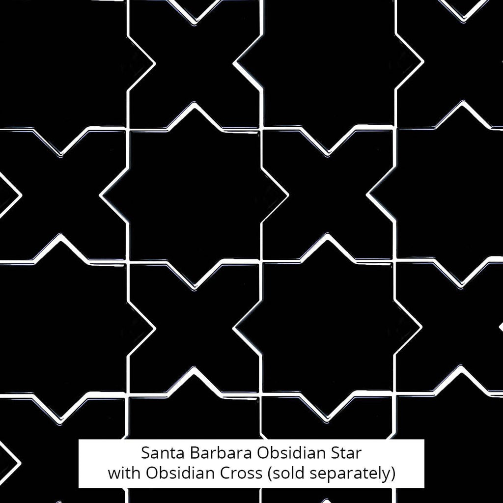 Santa Barbara Obsidian Black Star| Star and Cross Pattern Tile | Tile Club