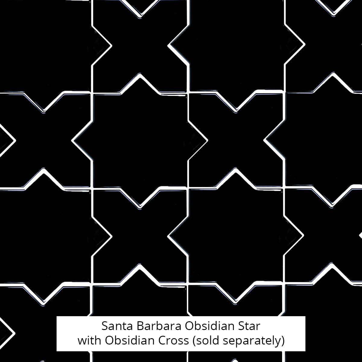 Santa Barbara Obsidian Black Star| Star and Cross Pattern Tile | Tile Club