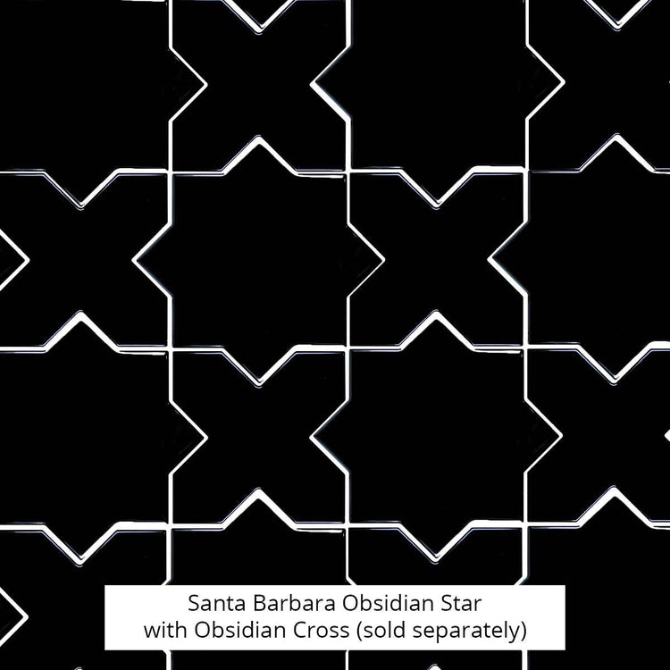 Santa Barbara Obsidian Black Star| Star and Cross Pattern Tile | Tile Club