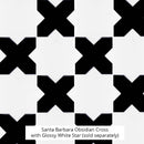 Santa Barbara Obsidian Black Cross Ceramic Tile | Star and Cross Pattern Tile | Tile Club