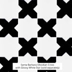 Santa Barbara Obsidian Black Cross Ceramic Tile | Star and Cross Pattern Tile | Tile Club