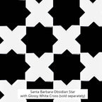 Santa Barbara Glossy White Cross Ceramic Tile | Star and Cross Pattern Tile | Tile Club