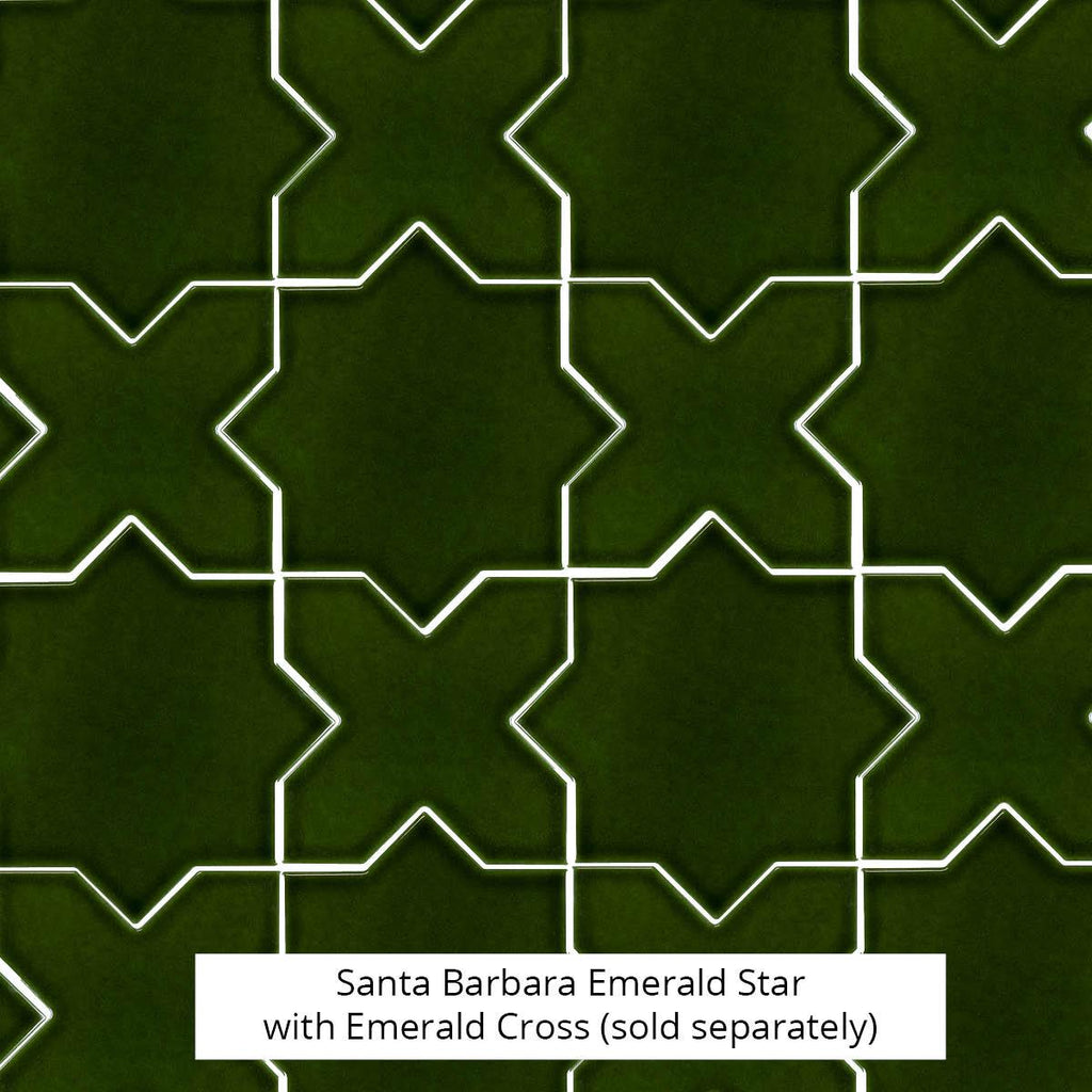 Santa Barbara Emerald Green Cross Ceramic Tile | Star and Cross Pattern Tile | Tile Club