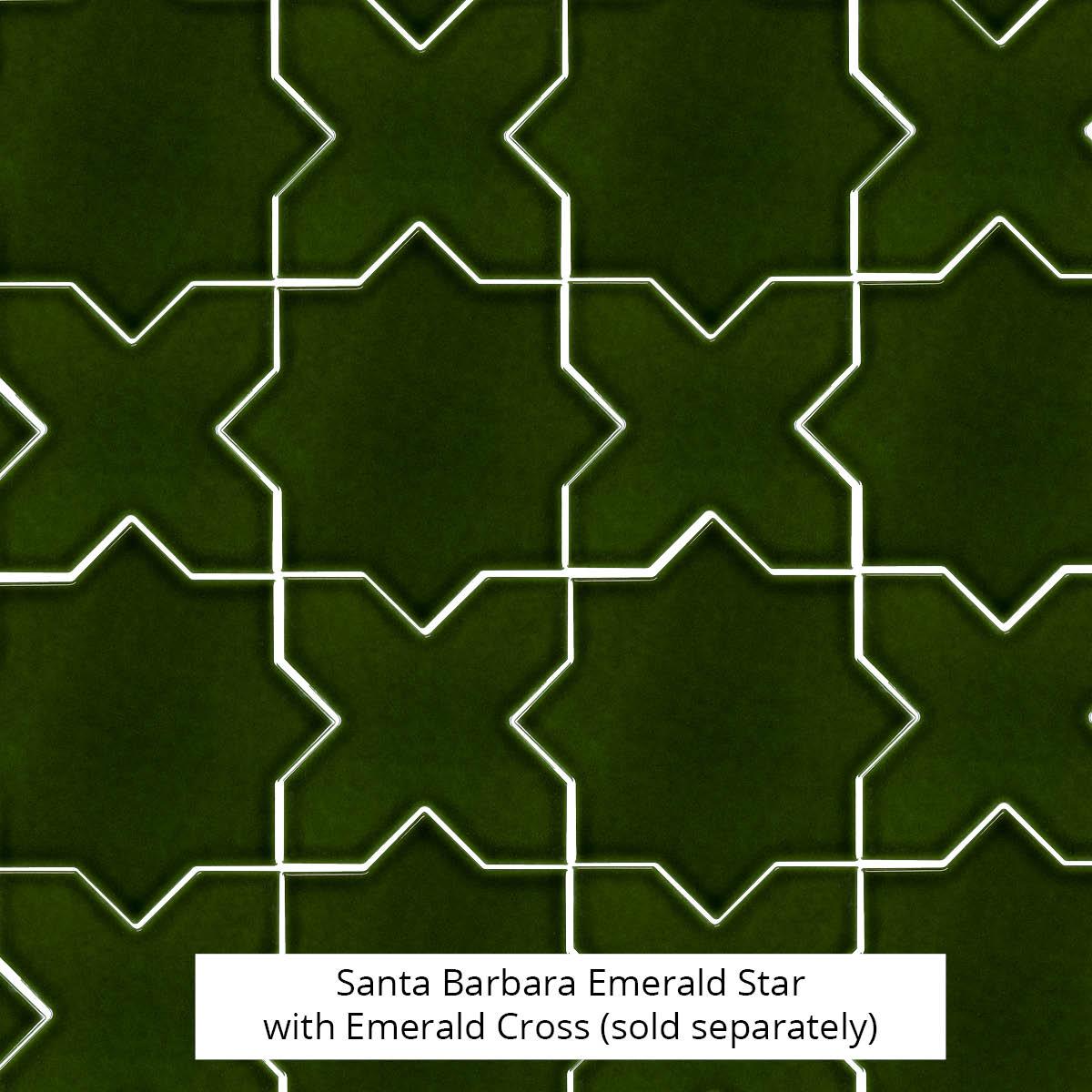 Santa Barbara Emerald Green Star Ceramic Tile | Star and Cross Pattern Tile