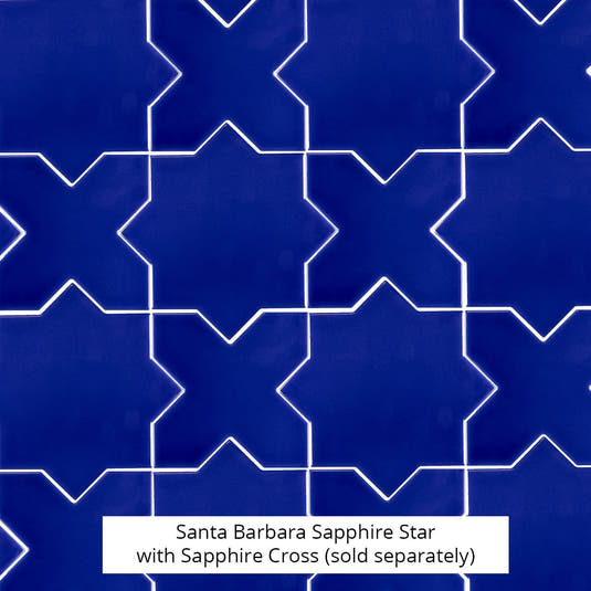 Santa Barbara Royal Blue Cross Ceramic Tile | Star and Cross Pattern Tile | Tile Club