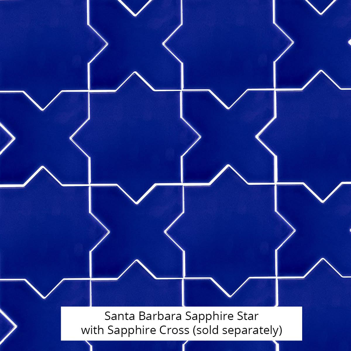 Santa Barbara Royal Blue Cross Ceramic Tile | Star and Cross Pattern Tile | Tile Club