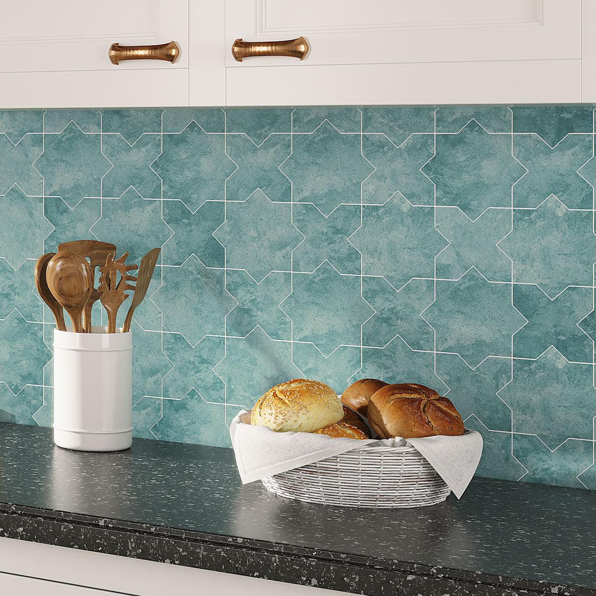 Santa Barbara Dappled Green Star Ceramic Tile | Tile Club