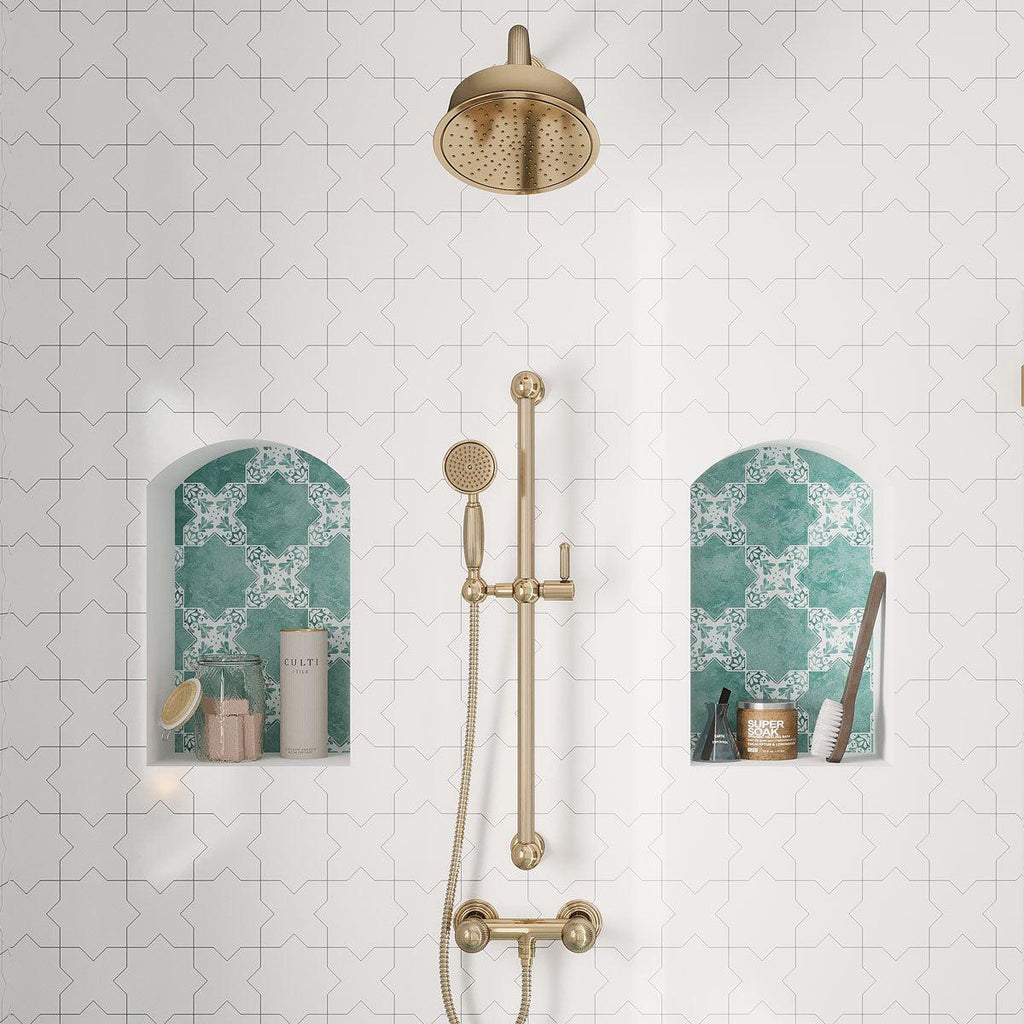 Santa Barbara Dappled Green Star Ceramic Tile | Tile Club