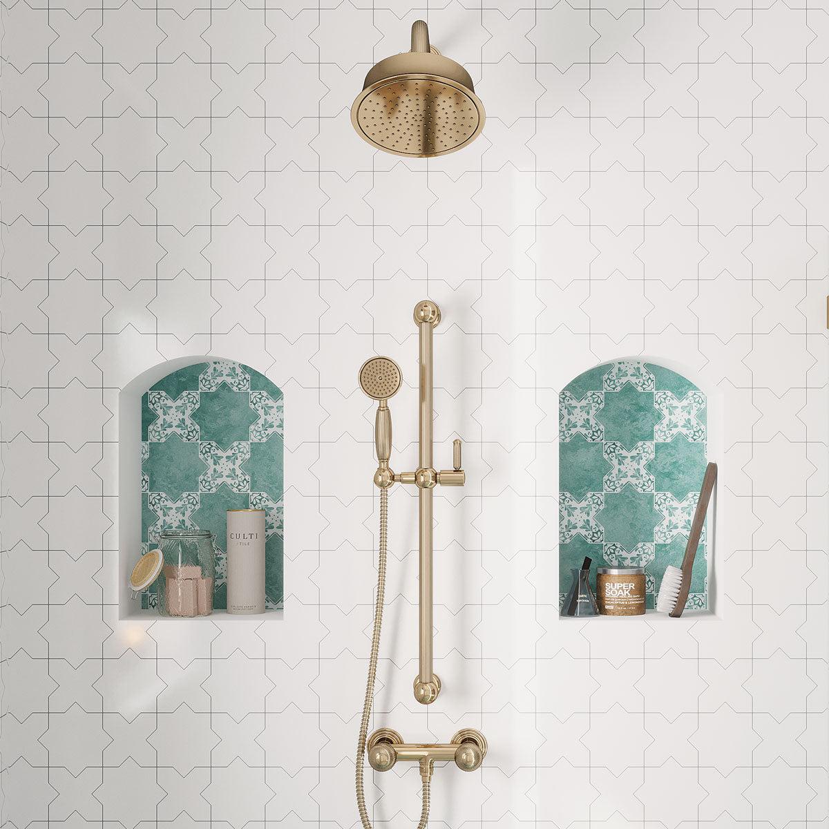 Santa Barbara Dappled Green Star Ceramic Tile | Tile Club