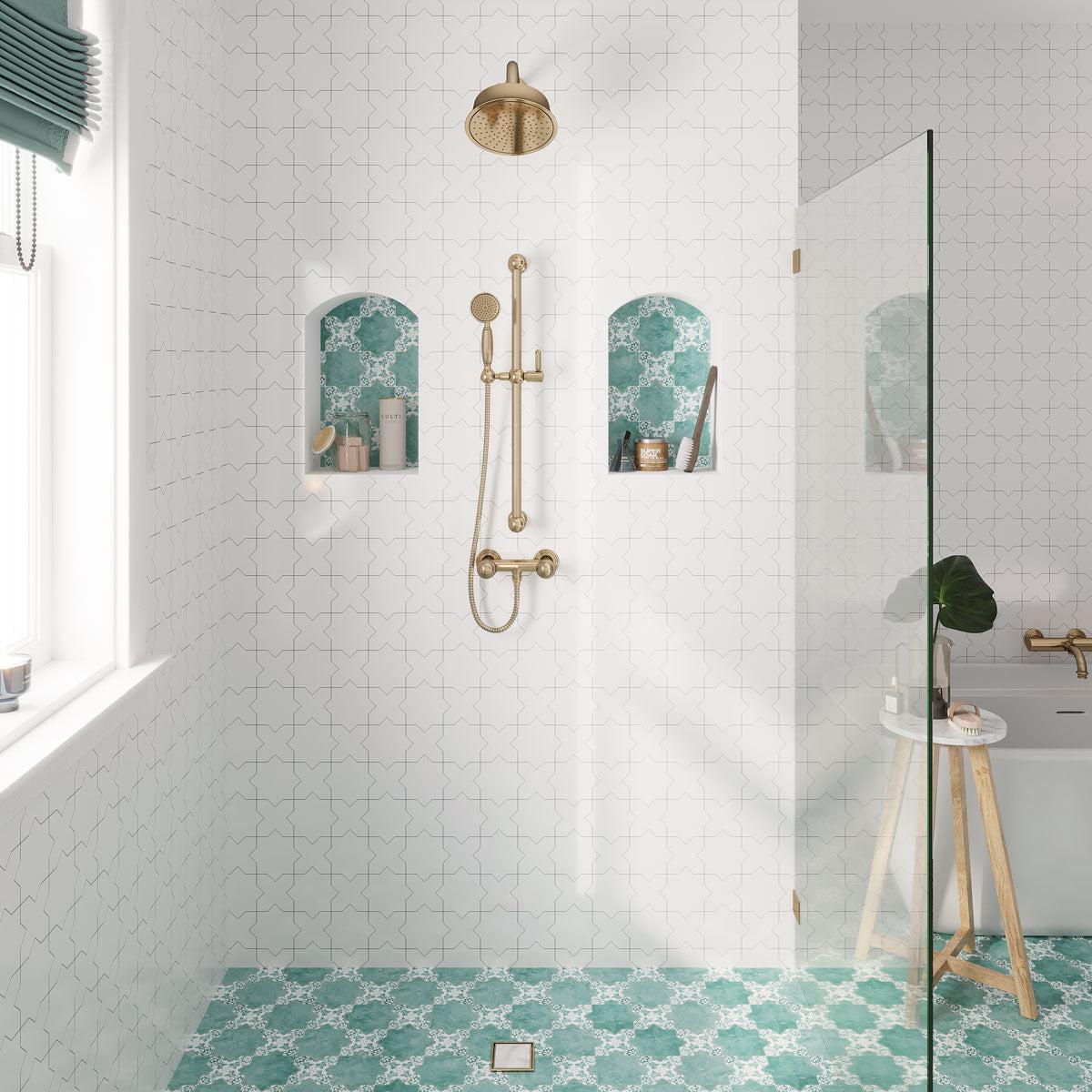 Santa Barbara Dappled Green Decorative Cross | Tile Club