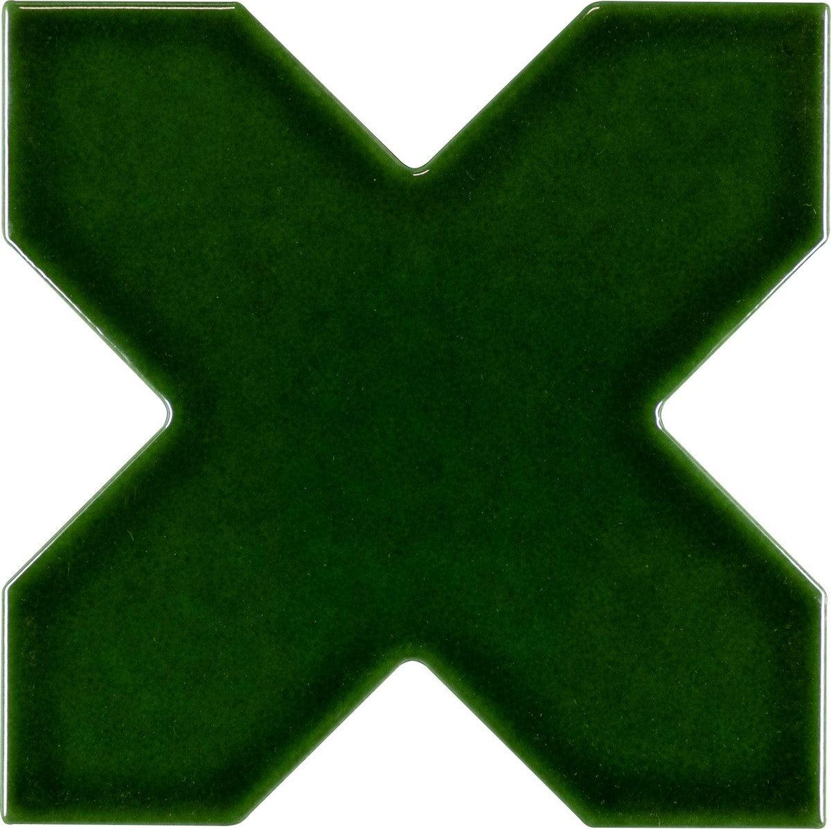 Santa Barbara Emerald Green Cross Ceramic Tile | Star and Cross Pattern ...