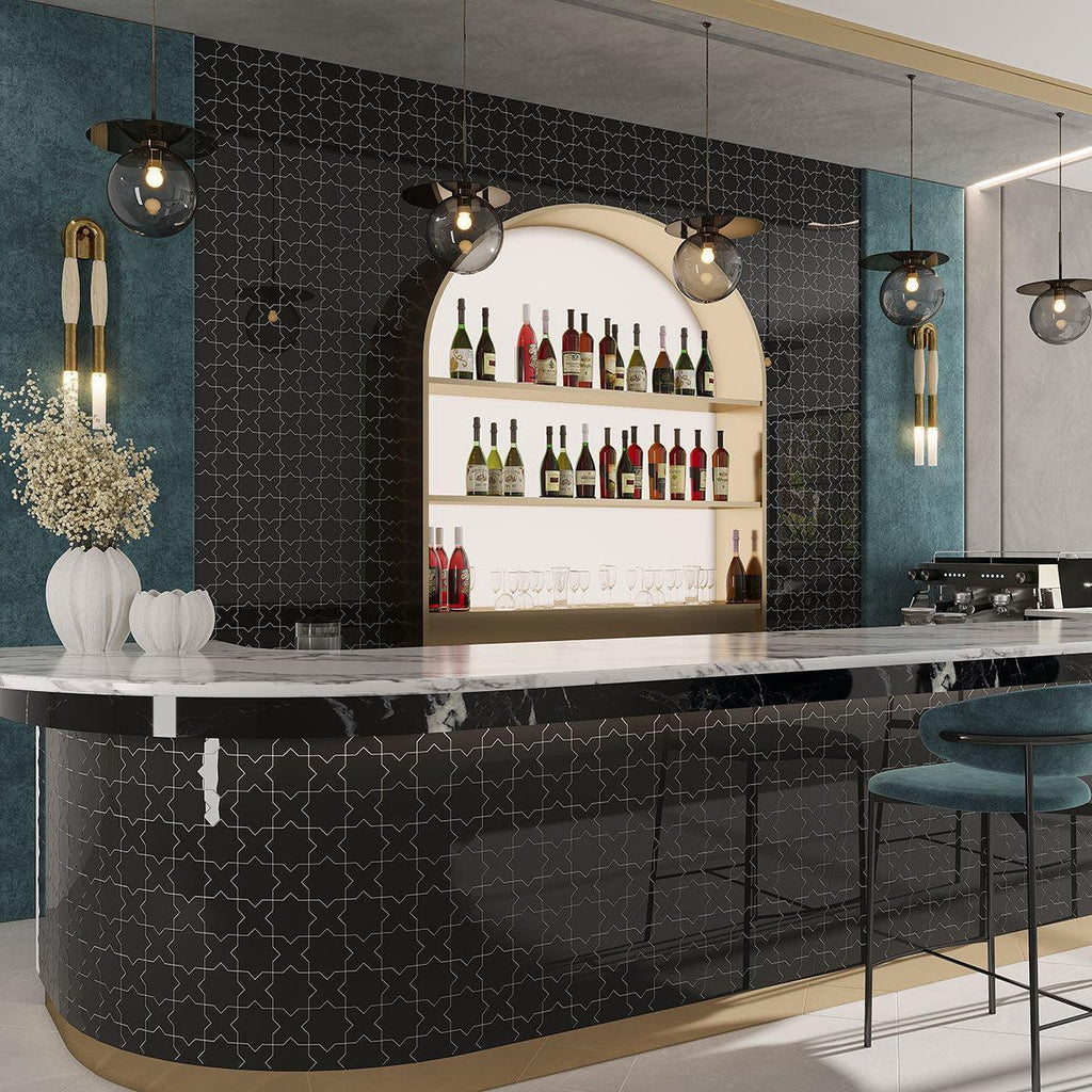 Santa Barbara Obsidian Black Cross Ceramic Tile | Tile Club