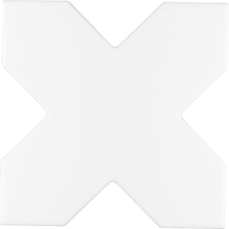 Santa Barbara Glossy White Cross Ceramic Tile | Star and Cross Pattern Tile | Tile Club