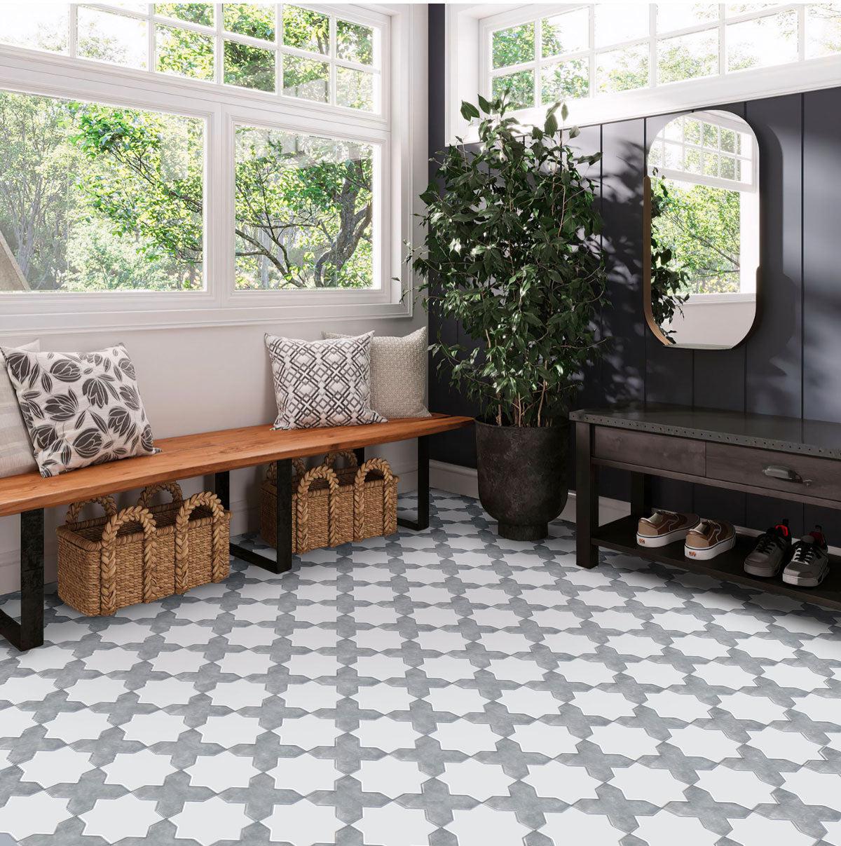 Santa Barbara Smoke Gray Cross Ceramic Tile | Tile Club