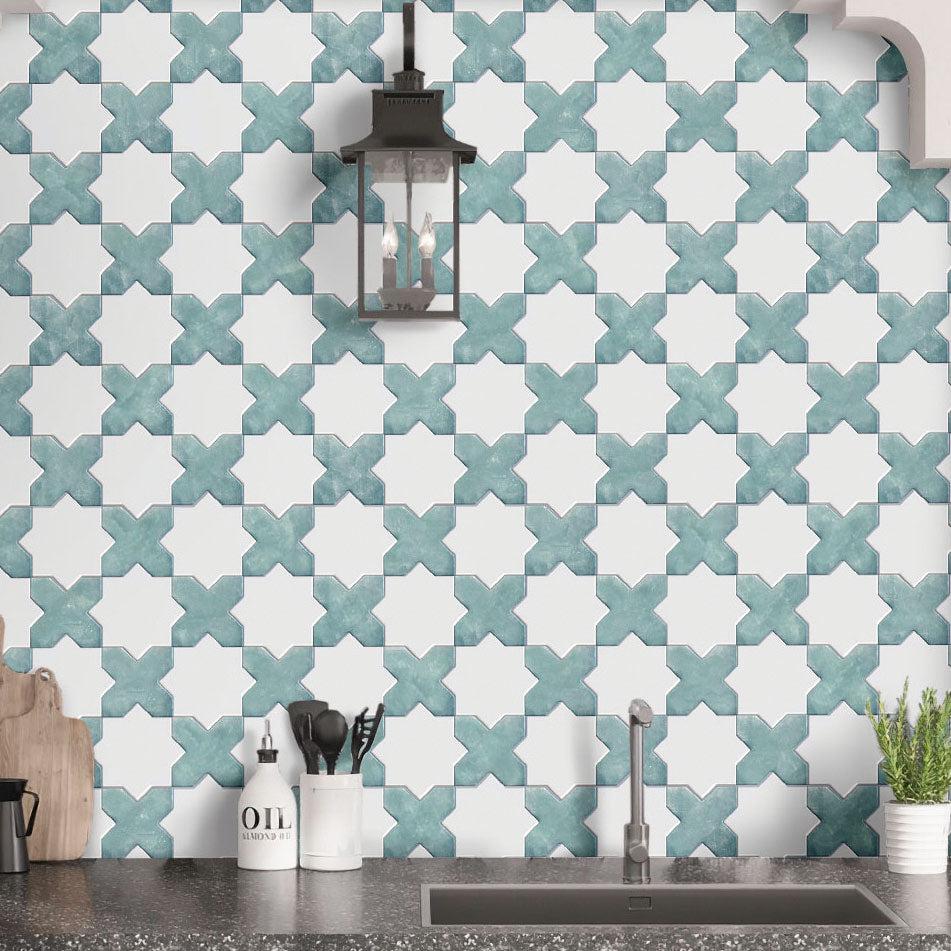 Santa Barbara Dappled Green Cross Ceramic Tile | Tile Club