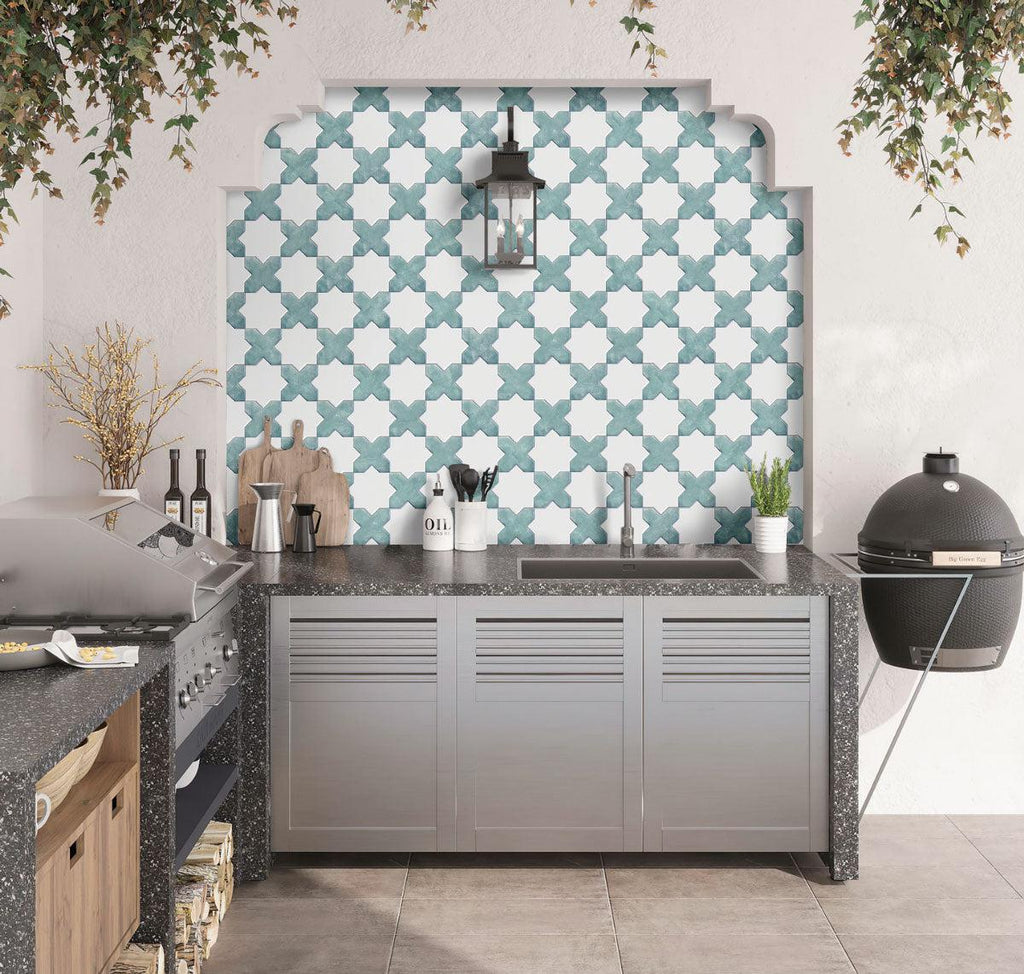 Santa Barbara Dappled Green Cross Ceramic Tile | Tile Club