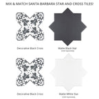 Santa Barbara Black Decorative Cross Ceramic Tile | Tile Club