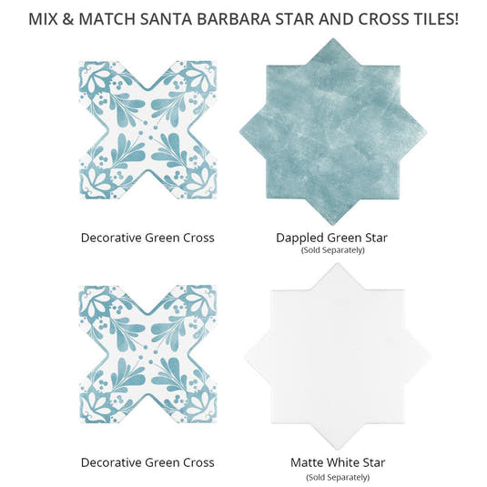 Santa Barbara Dappled Green Decorative Cross | Tile Club