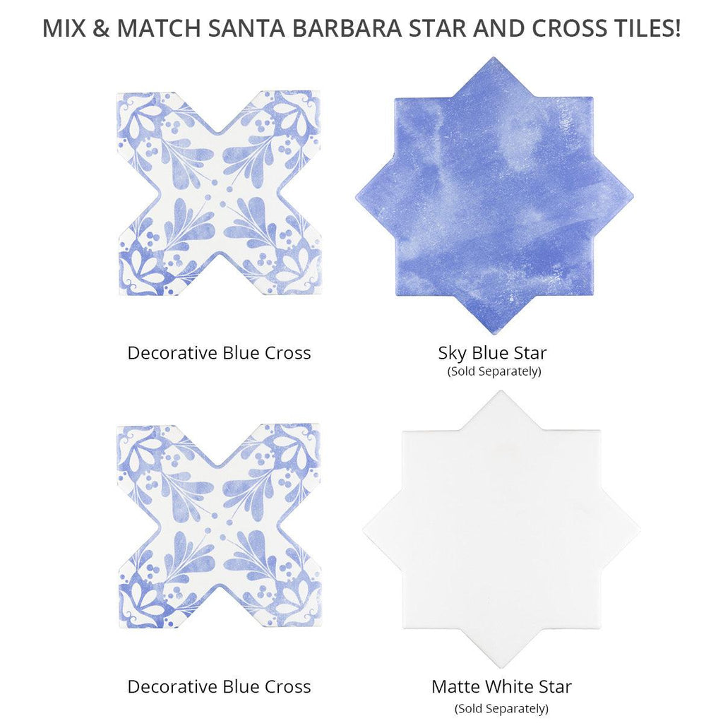 Santa Barbara Sky Blue Decorative Cross | Tile Club