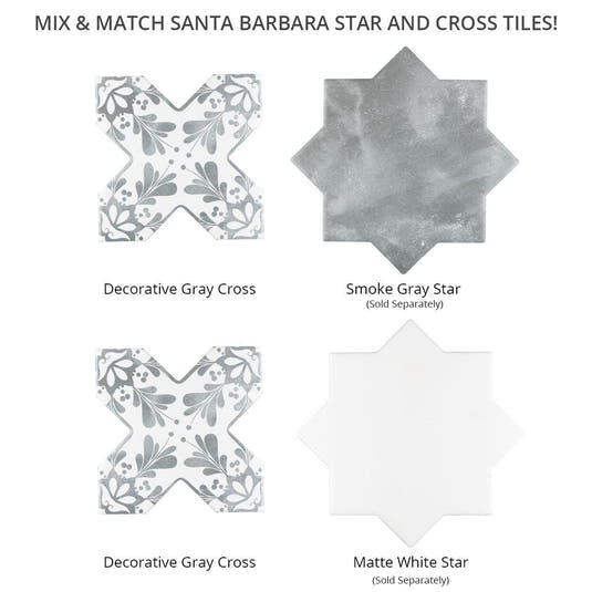 Santa Barbara Smoke Gray Decorative Cross | Tile Club