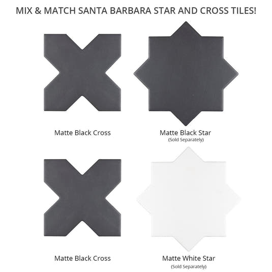 Santa Barbara Black Cross Ceramic Tile | Tile Club