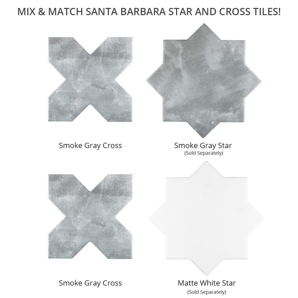 Santa Barbara Smoke Gray Cross Ceramic Tile | Tile Club