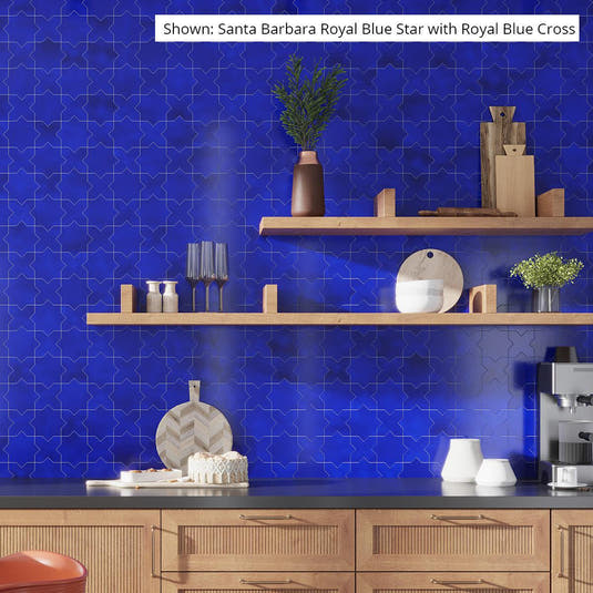 Santa Barbara Royal Blue Cross Ceramic Tile | Star and Cross Pattern Tile | Tile Club