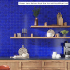 Santa Barbara Royal Blue Cross Ceramic Tile | Star and Cross Pattern Tile | Tile Club
