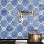 Santa Barbara Sky Blue Decorative Cross backsplash