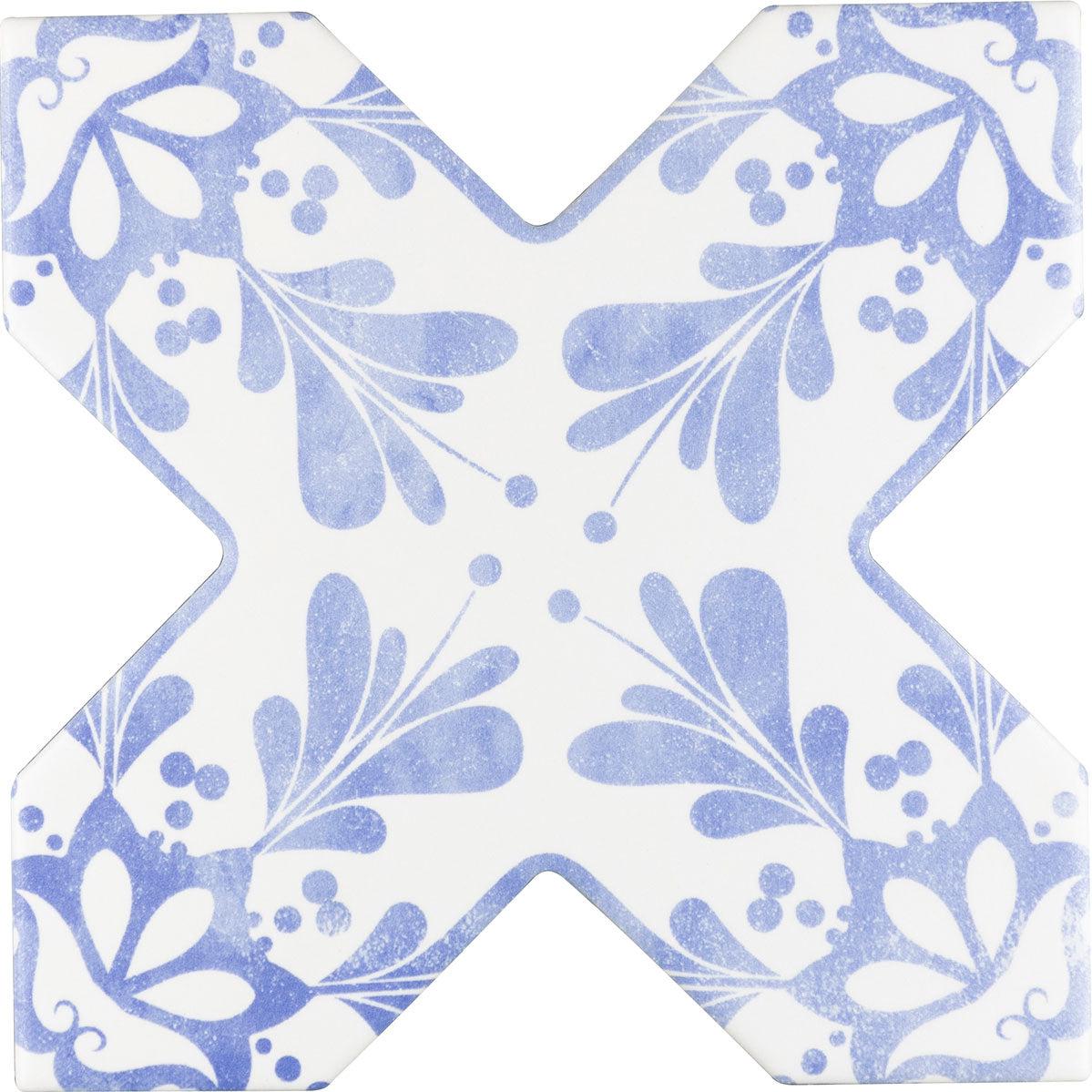 Santa Barbara Sky Blue Decorative Cross Ceramic Tile