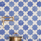 Santa Barbara Matte White Cross Ceramic Tile with Blue Star