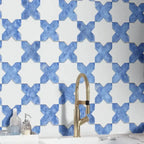 Santa Barbara Sky Blue Cross with White Star Ceramic TIle