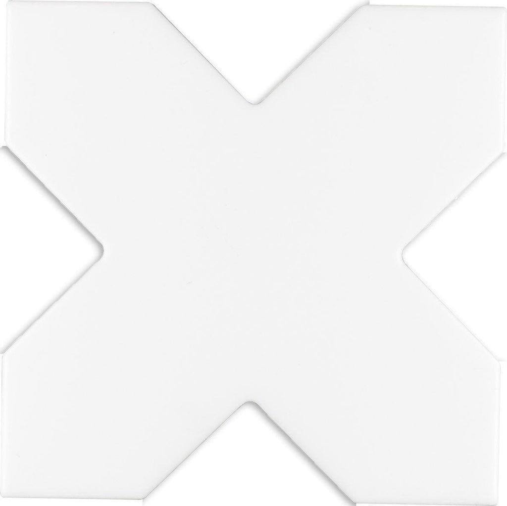 Santa Barbara Matte White Cross Ceramic Tile | Tile Club