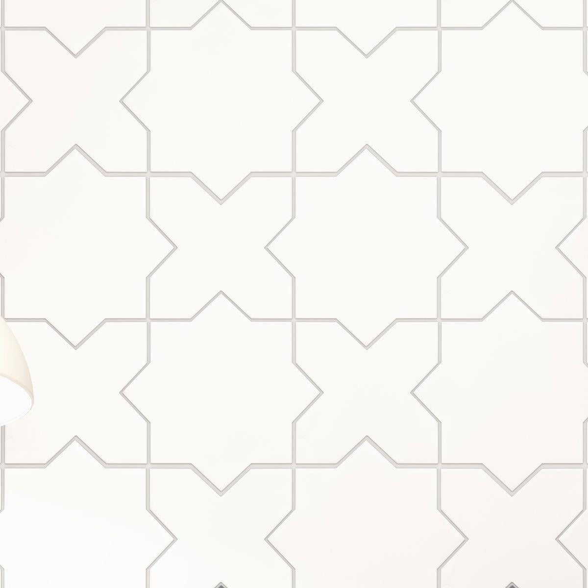 Santa Barbara Matte White Cross Ceramic Tile Star and Cross Pattern Tile