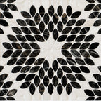 Santorini Black & White Petals Marble Mosaic Tile | Tile Club