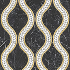 Santorini Black Waves Marble Mosaic Tile