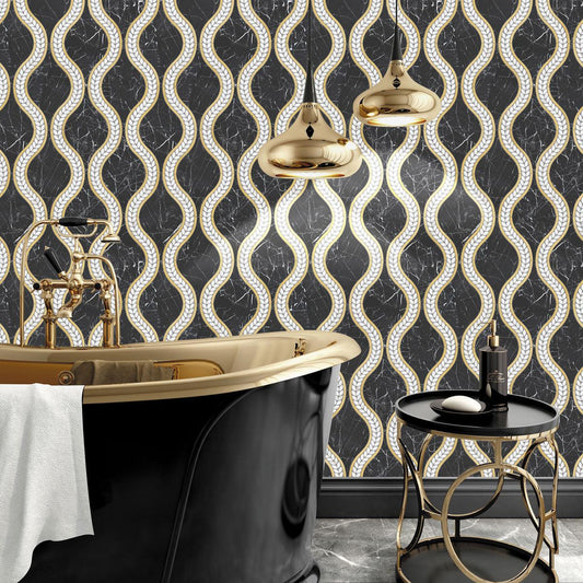 Black and Brass Marble accent wall