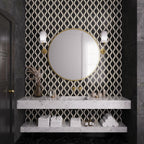 Santorini Black & Brass Laurel Marble Tile Marble Mosaic Tile | Tile Club