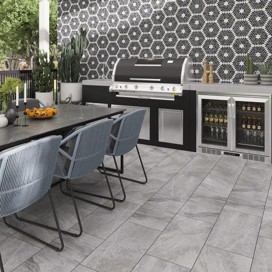 Dover Gris Stone Look Gray Porcelain Tile | Tile Club