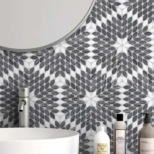 Black and White Patterned Marble Tile