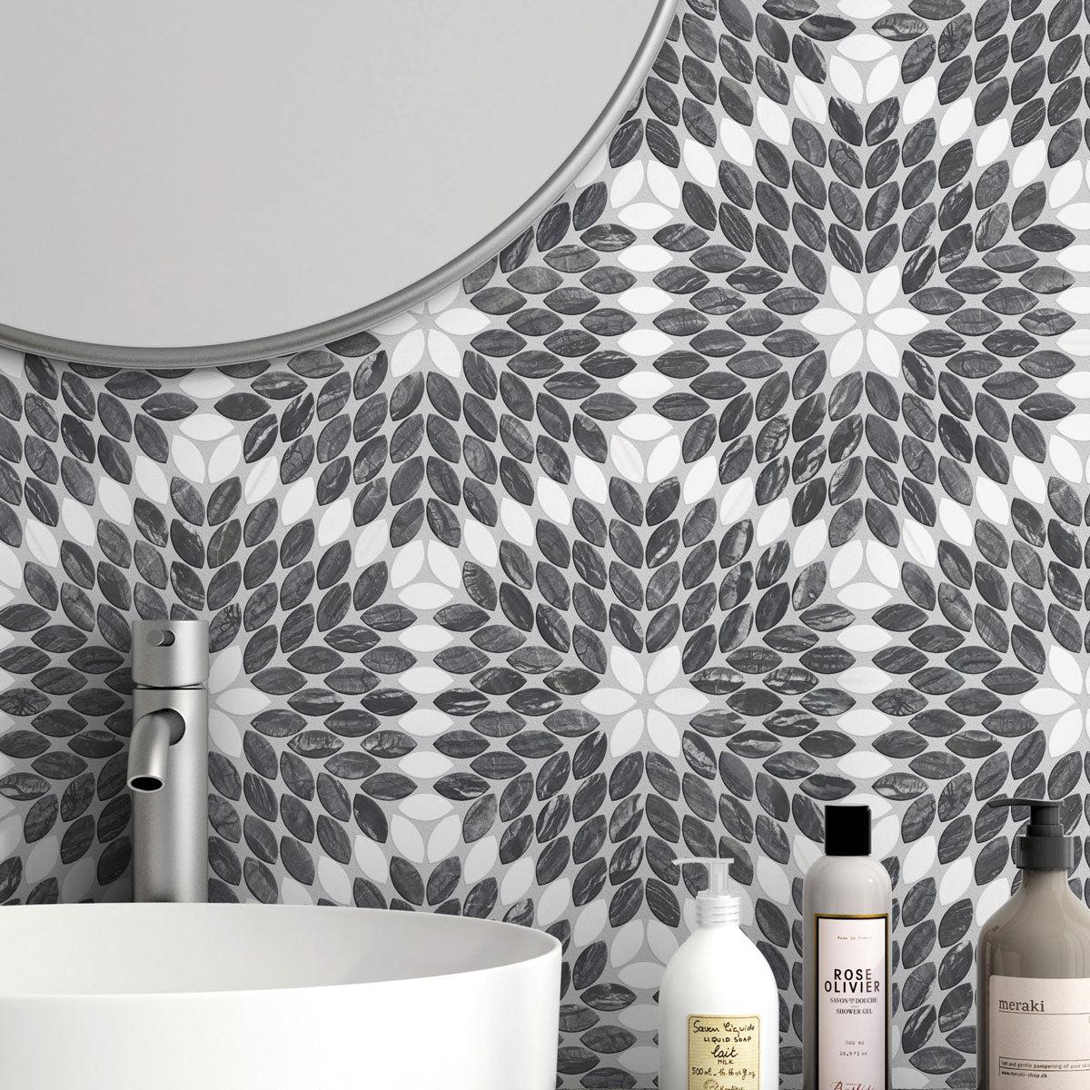 Black and White Patterned Marble Tile