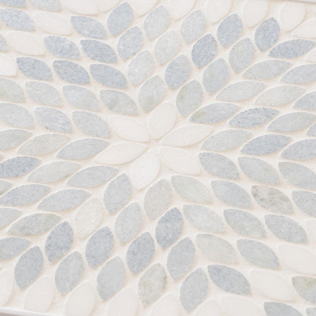 Santorini Blue & White Petals Marble Mosaic Tile Marble Mosaic Tile | Tile Club